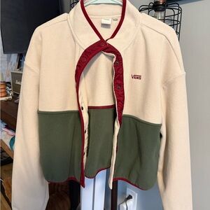 Vans Cream and Green Jacket with Red Accents